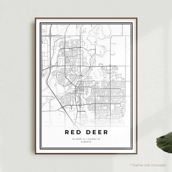 Red Deer Map Print Red Deer Street Map Poster Canada Modern Etsy