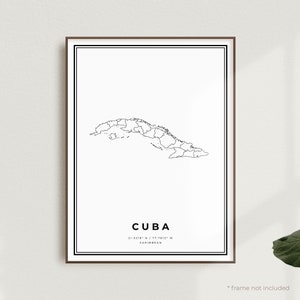 Cuba Map Print, Cuba Street Map Poster, Caribbean, Modern Minimalist Map, Office Wall Art, Housewarming Birthday Gift | MW673