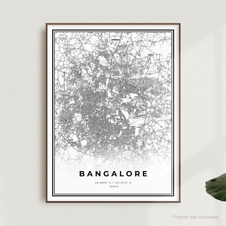 Bangalore Map Print Bangalore Street Map Posterindia - Etsy