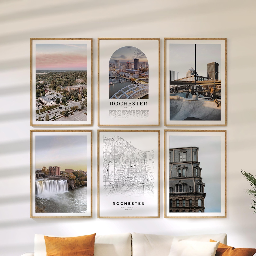Rochester Gallery Wall Art | Set of 6 Colorful Prints, New York Travel ...