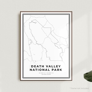 Death Valley National Park kaart afdrukken, Verenigde Staten, moderne minimalistische kaart, Office Wall Art, housewarming verjaardagscadeau | MU610