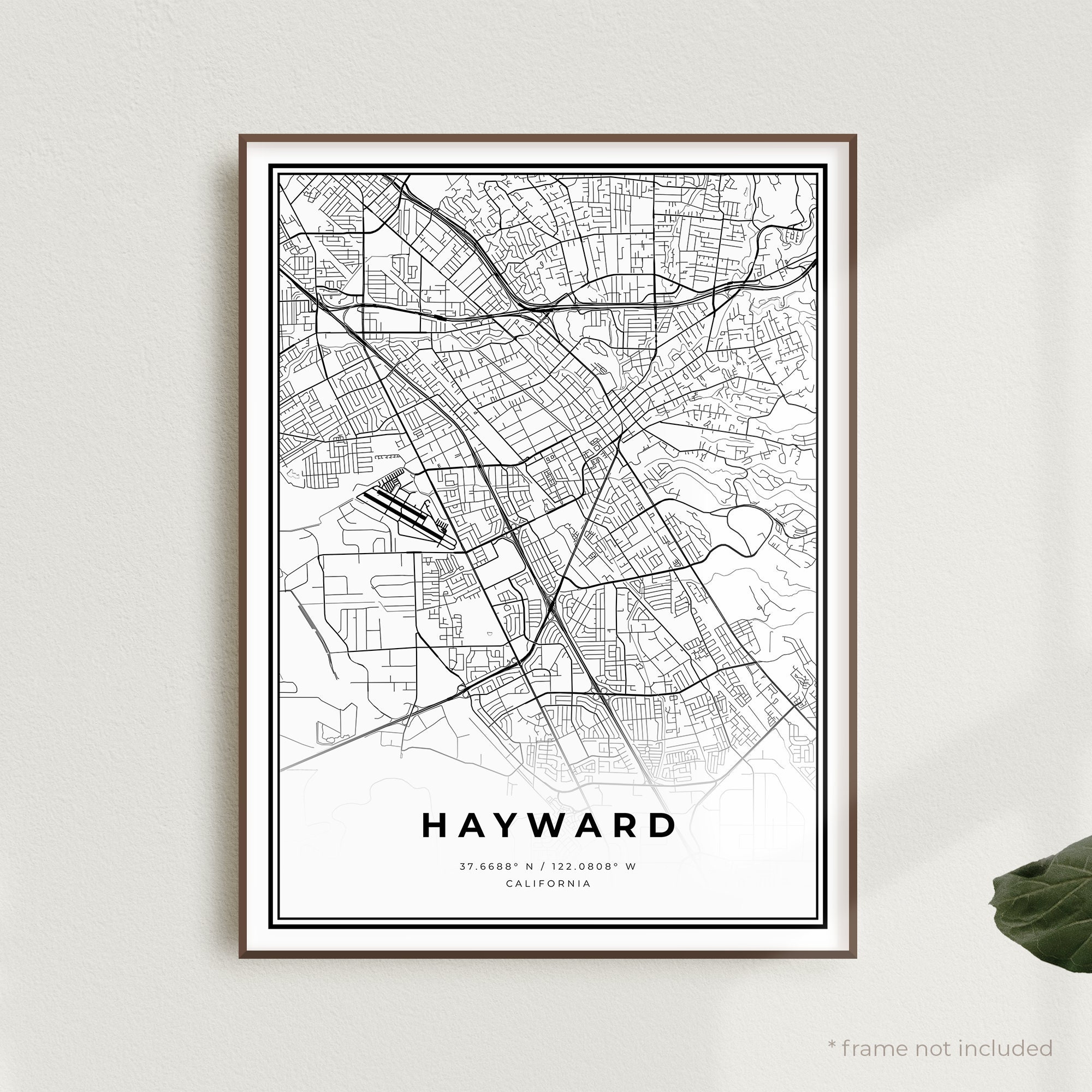 Hayward Map Print Hayward Street Map Poster California Etsy
