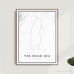 Toten Meer Karte Print, Toten Meer Karte Poster, Moderne minimalistische Karte, Israel, Büro Wand Kunst, Housewarming Geburtstagsgeschenk | MW588