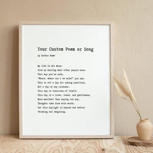Stampa di testi di canzoni e poesie personalizzate, citazioni o poesie motivazionali personalizzate, parole artistiche da parete personalizzate, regalo personalizzato unico, regalo ricordo