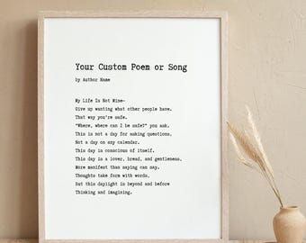 Custom Poem & Song Lyrics Print, Personalized Motivational Poem or Quote, Custom Wall Words Art, Unique Personalized Gift, Keepsake Present