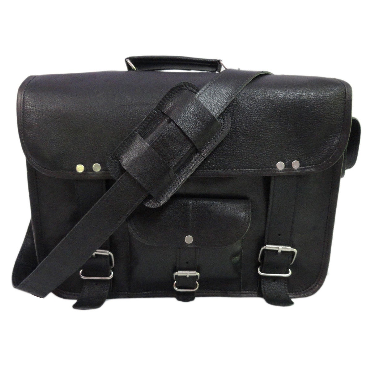 Black Leather Satchel Messenger Bag Leather Satchel Men Etsy