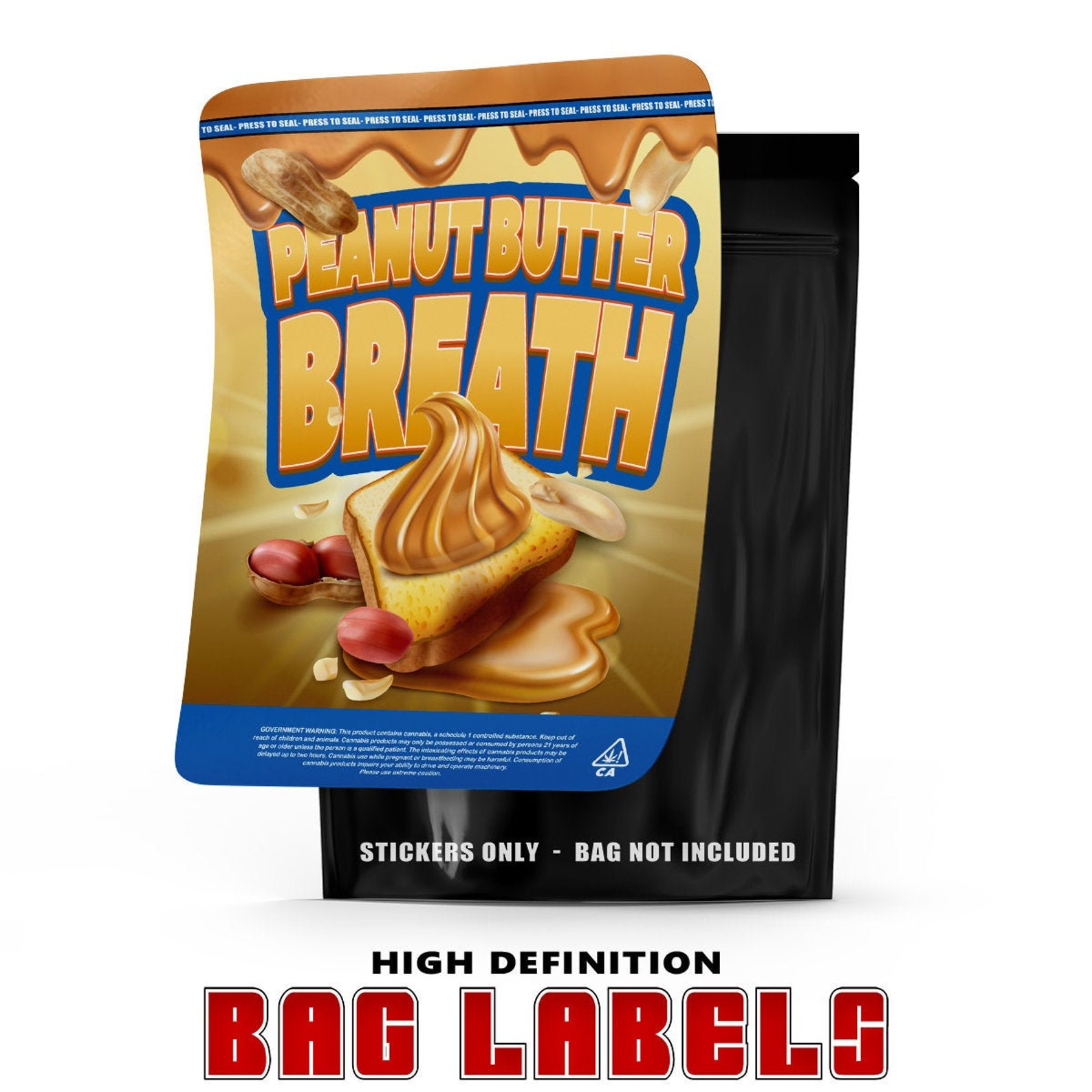 Peanut Butter Breath Bag & Pack Strain Label Stickers Only Etsy