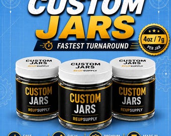 Custom 4oz Glass Jars with Metal Lids + Seals – Jars & Labels, Fully Printed, Fastest Turnaround!