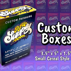 CUSTOM Box Packaging - Small Cereal Box Style - Gloss, Matte, Holographic (3.5"x5"x1.5") - Your Design or Use Ours! - 100% USA - FASTEST!