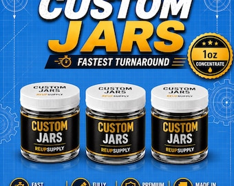 Custom 1oz Glass Concentrate Jars with Metal Lids – Jars & Labels, Fully Printed, Fastest Turnaround!