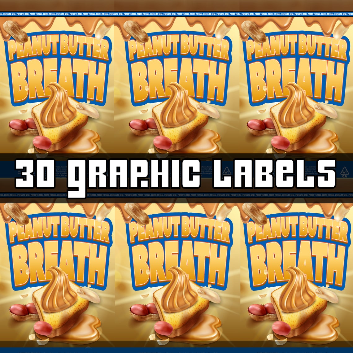 30pc Peanut Butter Breath Graphic Label Stickers Multiple Etsy