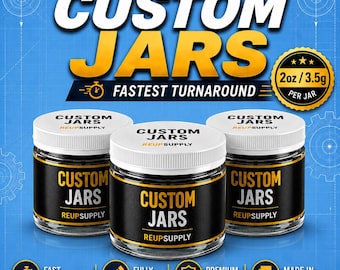 Custom 2oz Glass Jars with Metal Lids + Seals – Jars & Labels, Fully Printed, Fastest Turnaround!