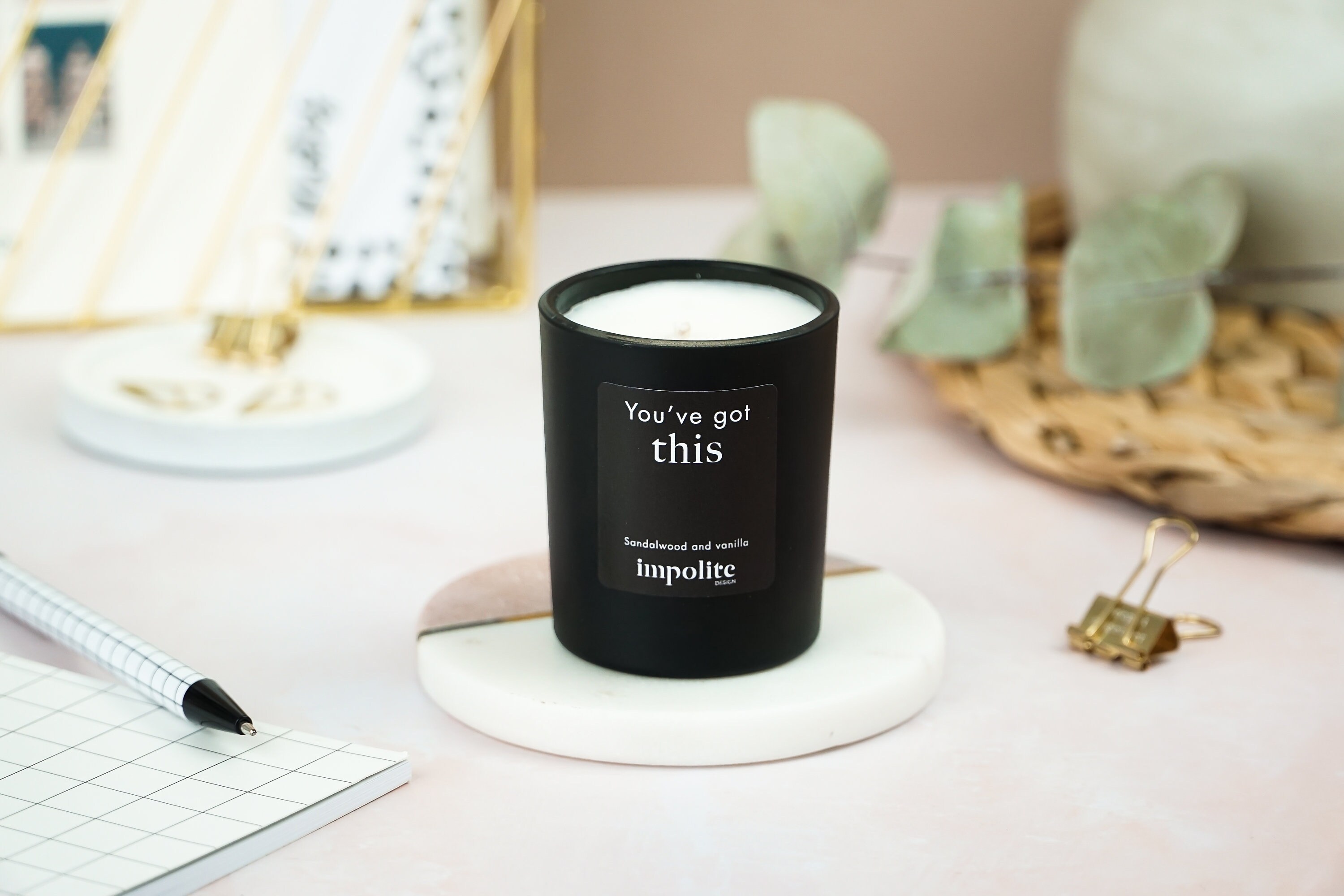 Sandalwood & Vanilla Soy Wax Scented Candle, Handmade Fell Good You've