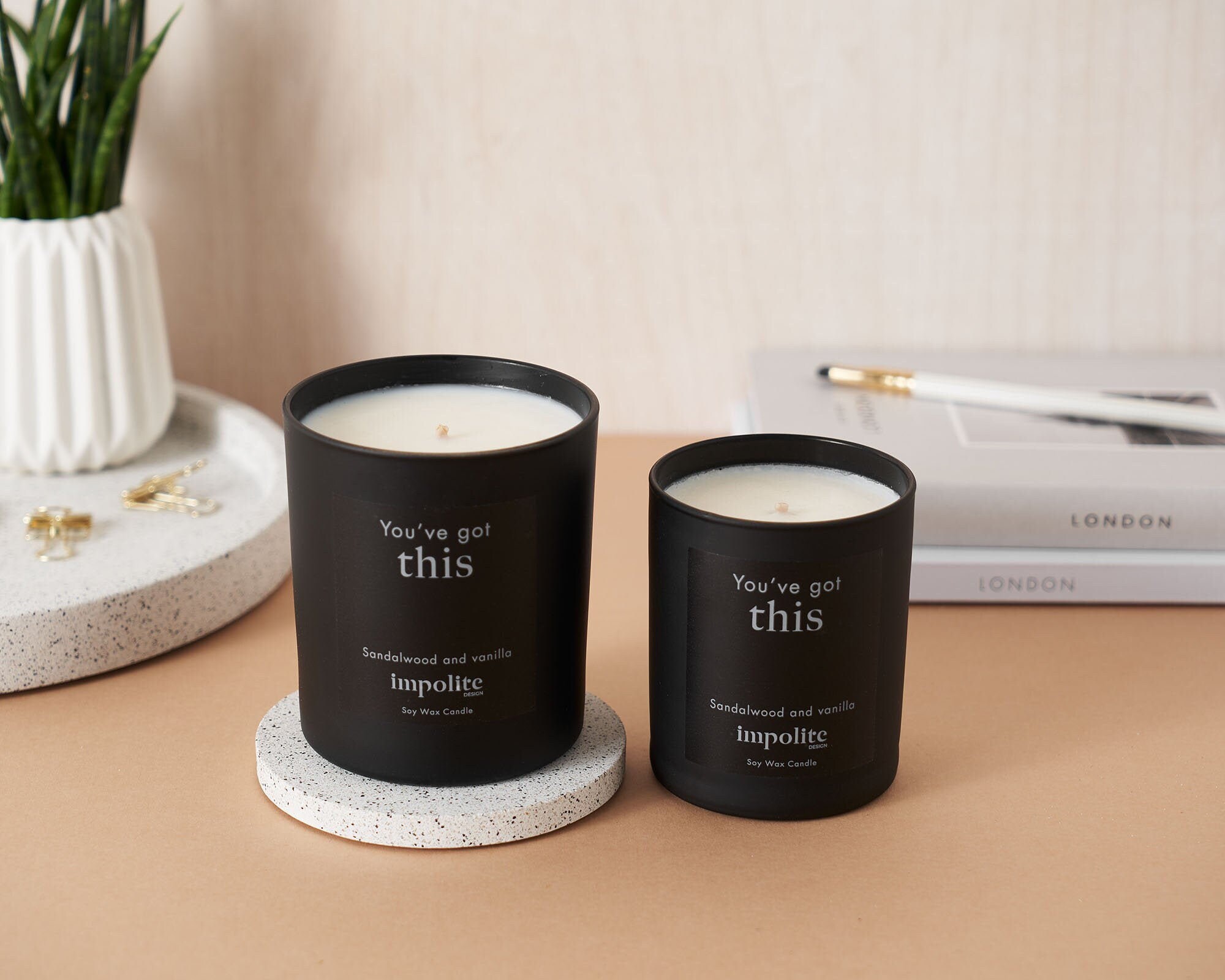 Sandalwood & Vanilla Soy Wax Scented Candle, Handmade Fell Good You've