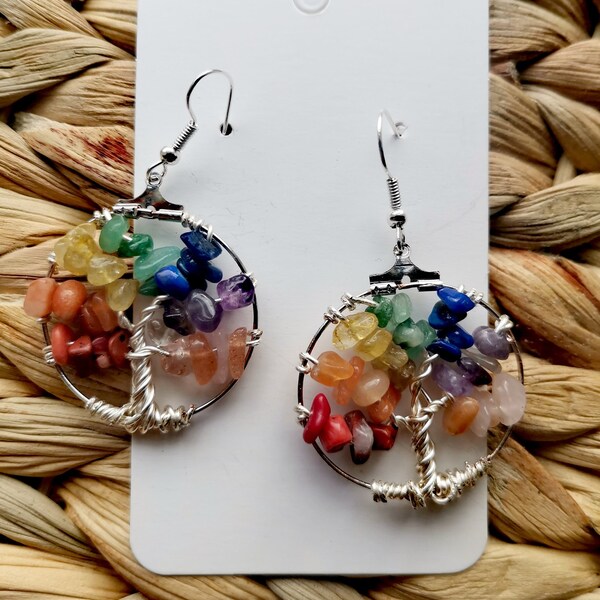 Tree of Life Gemstone Earrings