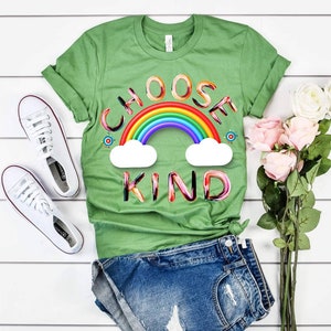 Choose Kind T-shirt Choose Kind Choose Kind Shirt Kindness Shirt Be Kind Shirt Be Nice Cute Womens Shirt Summer Tshirt Rainbow Grunge Style