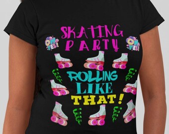 Camisa de fiesta de patinaje Patines Patines negros Camiseta roller skate camisa Roller Skate camisa mujeres Roller Skate Camisa Skate Club Camisa Patinaje Club Camisa