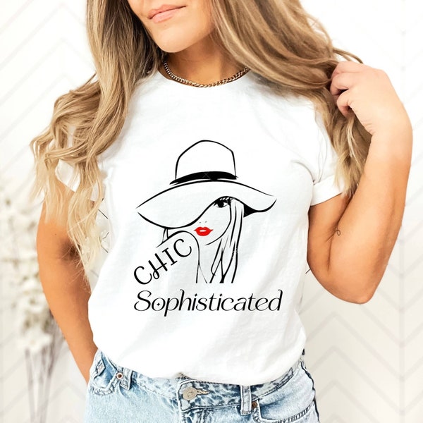 Chemise de chapeau graphique de femmes chics sophistiquées, cadeau pour maman, T-shirt de chapeau de mélanine impertinent chic, art abstrait de visage, chapeau de T-shirt de femmes, tee-shirt de dames