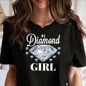 Diamond Shirt, #1 Diamond Girl T Shirt For Women, Graphic Diamond Womens T-Shirt, T-Shirt Jeans And Diamonds Shirt, Denim And Diamond Tee