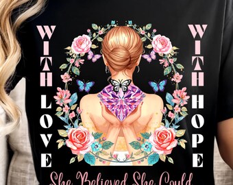 She Believed She Could Women's Butterfly Shirt, Gifts for Mom Her, Graphic Diamond Butterfly T-Shirt, Positive Ladies Daughter Tshirt Tee T