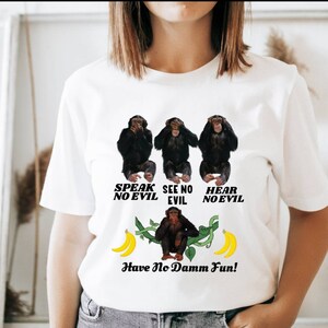 Monkey Shirt, 3 Wise Monkey Shirt, Speak See Hear No Evil Shirt, Monkey Tshirt, Gifts For Women, Women T shirt, Men T shirt Monkey Funny Tee
