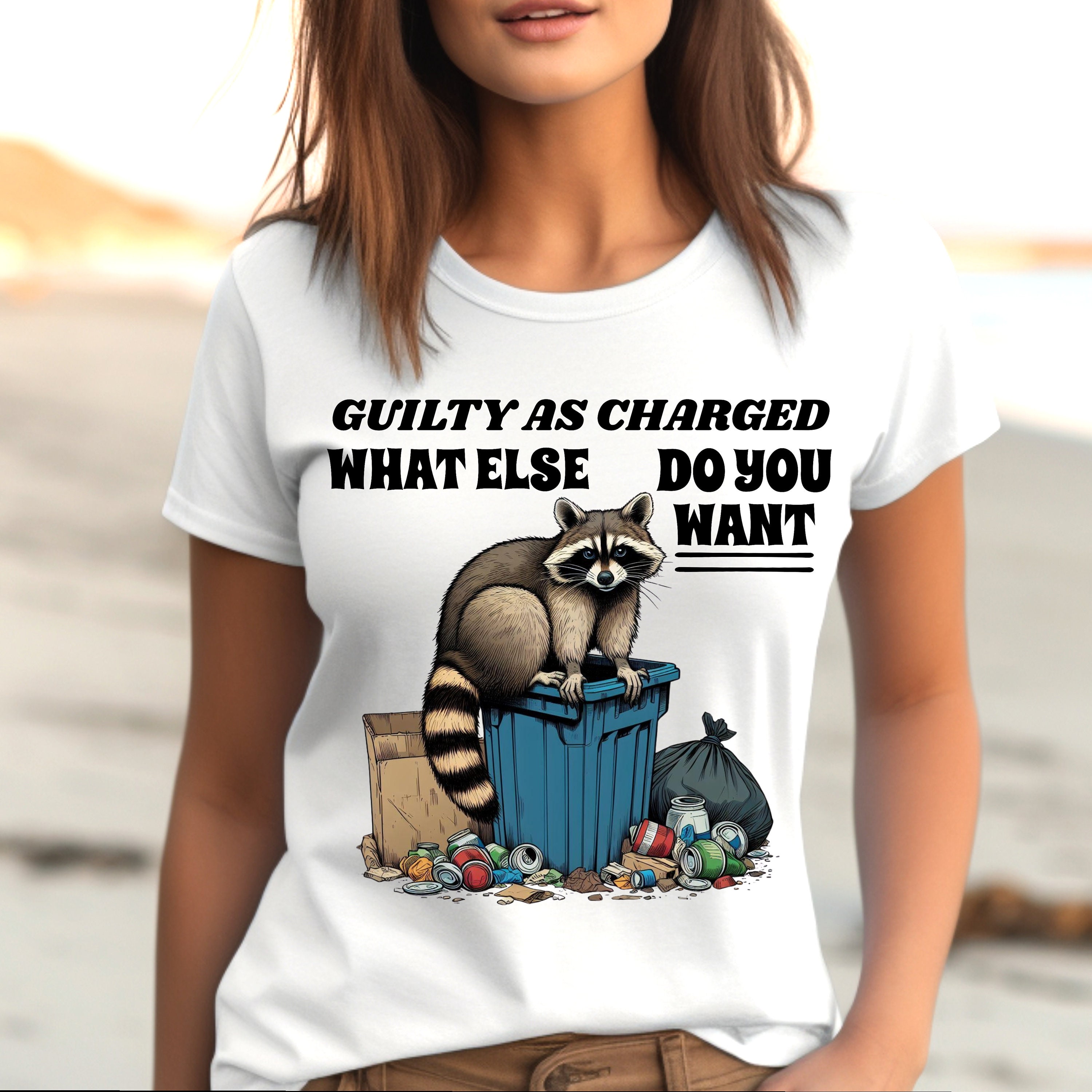 Raccoon Shirts for Women, Guilty as Charged Raccoon T-shirt, Funny