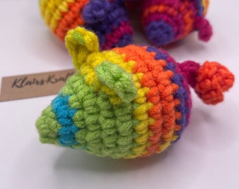 Crochet Cat Toy, Rainbow Acrylic Mouse, Cat Ball, Catnip Cat Toys, Handmade Cat Gifts