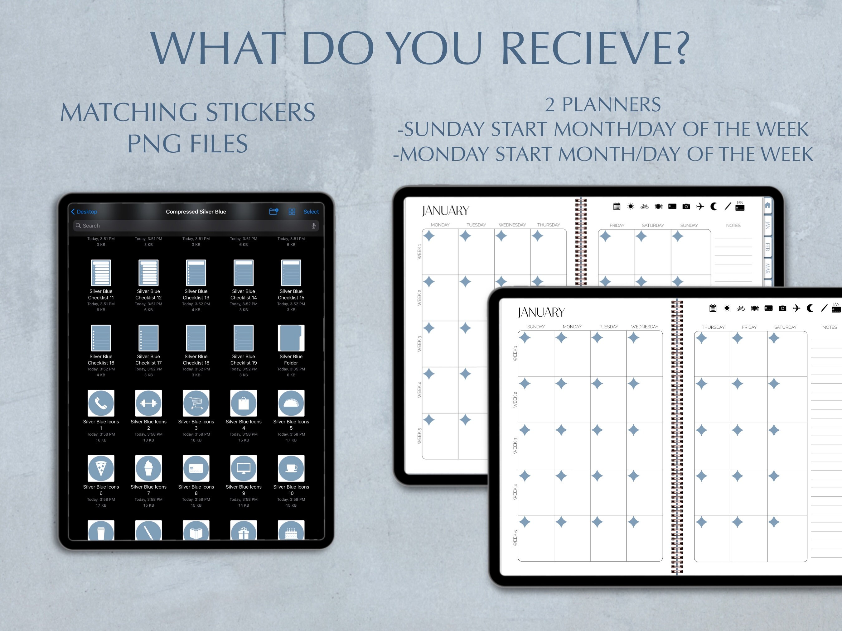 Blue Digital Planner, Undated Digital Planner, iPad Planner, Goodnotes ...
