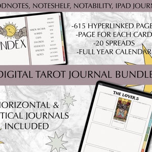 Digital Tarot Journal Bundle, Digital Tarot Planner, Tarot Card Workbook, Spiritual Journal, Rider Waite Planner, Tarot Spread Planner