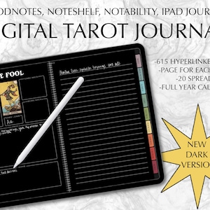 Dark Digital Tarot Journal, Digital Tarot Planner, Tarot Card Workbook, Spiritual Journal, Rider Waite Planner, Tarot Spread Planner