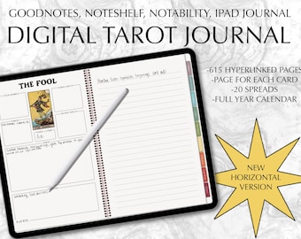 Horizontal Digital Tarot Journal, Digital Tarot Planner, Tarot Card Workbook, Spiritual Journal, Rider Waite Planner, Tarot Spread Planner