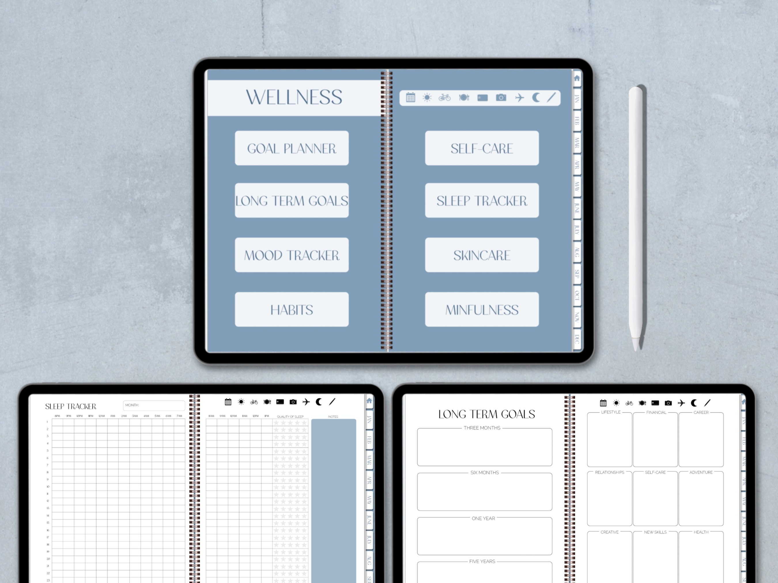 Blue Digital Planner, Undated Digital Planner, iPad Planner, Goodnotes ...