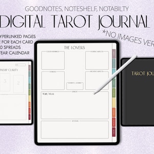 Undated Digital Tarot Journal, Tarot Planner, Tarot Card Workbook, Spiritual Journal, Tarot Cards, Tarot Spread Planner, iPad Planner