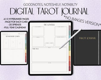 Undated Digital Tarot Journal, Tarot Planner, Tarot Card Workbook, Spiritual Journal, Tarot Cards, Tarot Spread Planner, iPad Planner