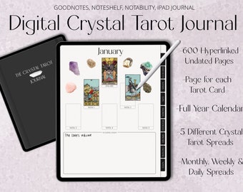 Undated Digital Tarot Journal, Tarot Planner, Tarot Card Workbook