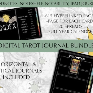 Dark Digital Tarot Journal Bundle, Tarot Planner, Tarot Card Workbook, Spiritual Journal, Rider Waite Planner, Tarot Spread Planner