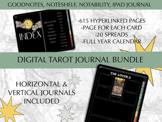 Dark Digital Tarot Journal Digital Tarot Planner Tarot Card 
