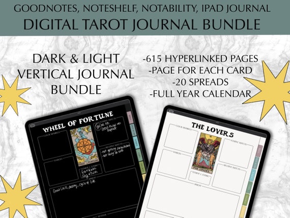 Digital Tarot Journal Bundle, Digital Tarot Planner, Tarot Card