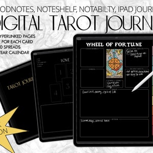 Undated Digital Tarot Journal, Tarot Planner, Dark Version Tarot, Spiritual Journal, Rider Waite Planner, Tarot Cards, Tarot Spread Planner