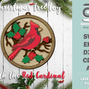 Christmas tree toy Cardinal Memorial laser layered ornament svg, dxf, ai, cdr,eps, Commemorated decoration, sign from Heaven