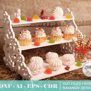 Candy bar shelf. laser cut file svg dxf ai cdr eps, laser cut wood, cnc vector, cdr plans, laser cutting ,wooden shelf,holiday cupcake stand