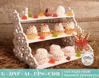 Candy bar shelf. laser cut file svg dxf ai cdr eps, laser cut wood, cnc vector, cdr plans, laser cutting ,wooden shelf,holiday cupcake stand
