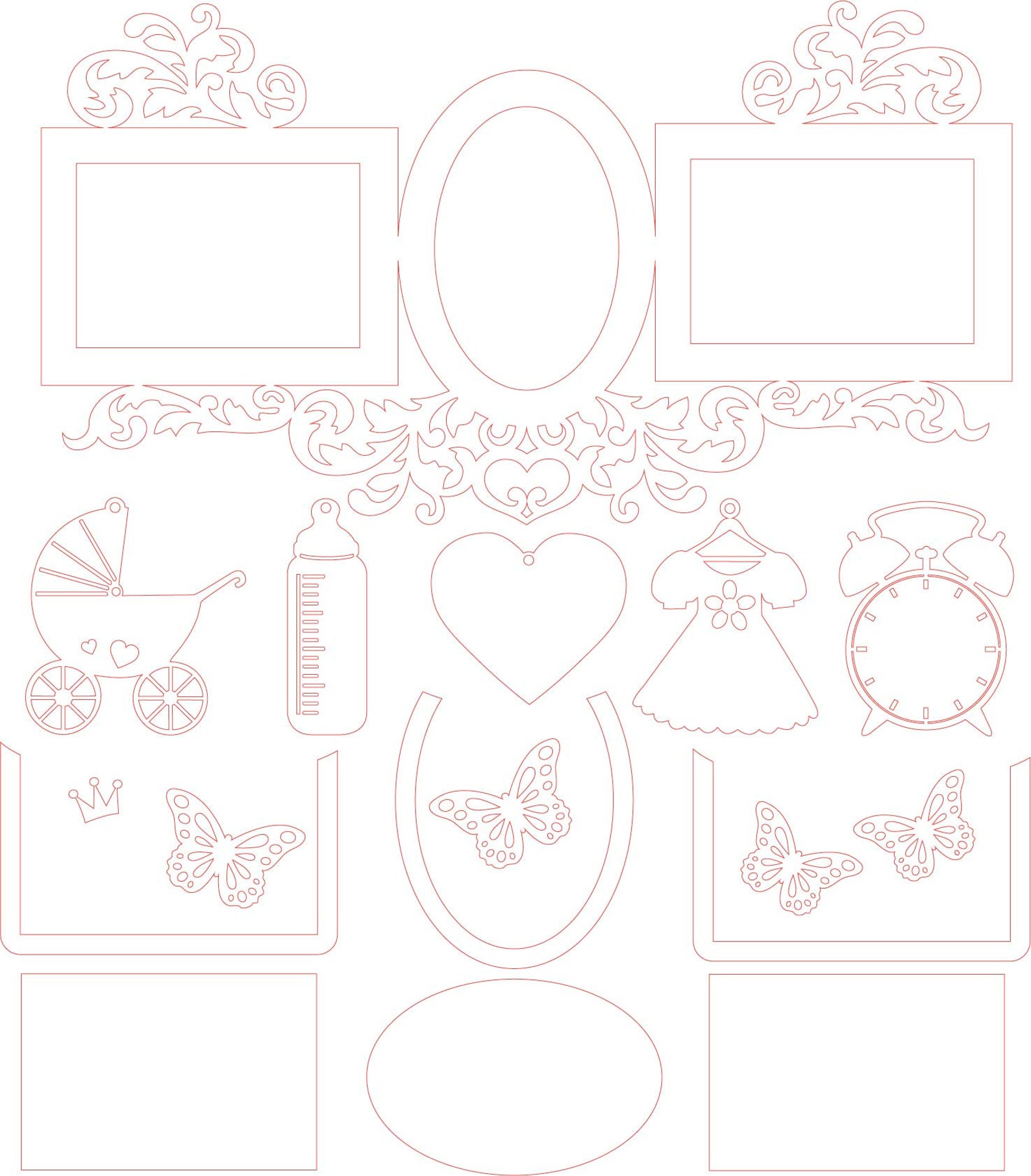 Baby Photo Frame Personalized With Monograms and Pendants Cnc Etsy