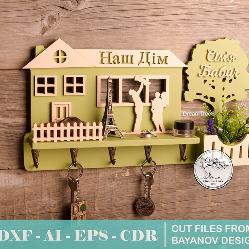 Key Holder tiny House Shelf Laser Cut Filescnc Etsy