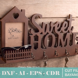 Home Key Holder Shelf Laser Cut Files,cnc Files,vector File,shelf for ...