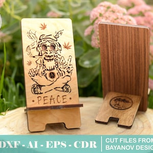 phone stand &quot;Peace&quot; drawing for laser cutting dxf,svg,ai,cdr,eps,vector file,cnc file,file for cutting,laser cut iPhone stand