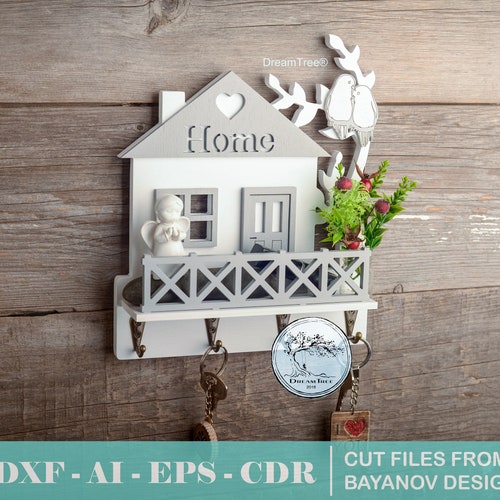 Key Holder tiny House Shelf Laser Cut Filescnc Etsy