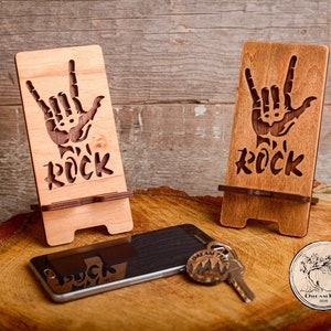 phone stand &quot;Rock&quot; drawing for laser cutting dxf,svg,ai,cdr,eps,vector file,cnc file,file for cutting,laser cut iPhone stand