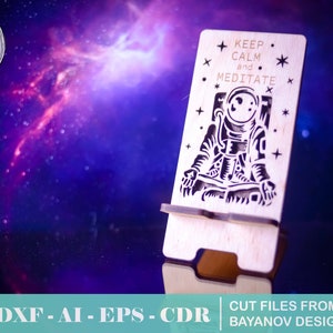 Telefon-Ständer &quot;Astronaut&quot; Zeichnung für Laser schneiden Dxf, Svg, ai, Cdr, Eps, Vektor-Datei, cnc Datei Raummann, Laser geschnitten iPhone-Ständer
