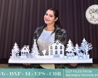 Christmas decorations &quot;Christmas mood&quot;,candlestickwooden laser cut cnc file vector cdr dxf ai svg eps silhouette template souvenir